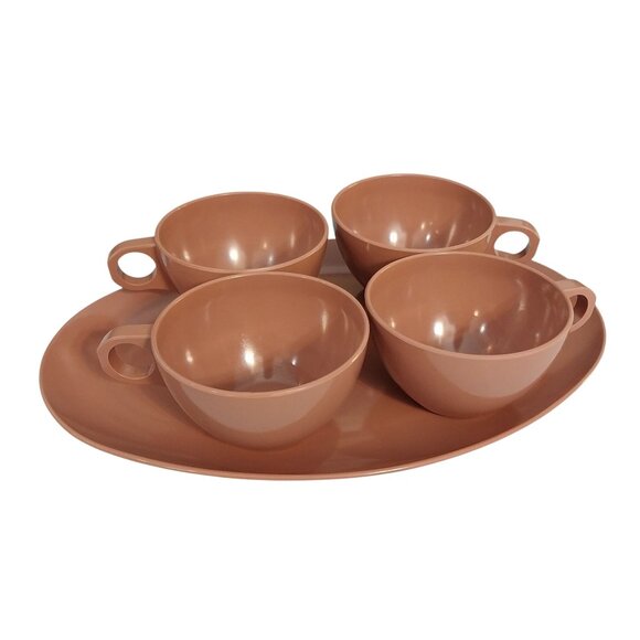 Stetson Other - Vintage Stetson Melamine Dusty Pink Mauve Cups and Tray